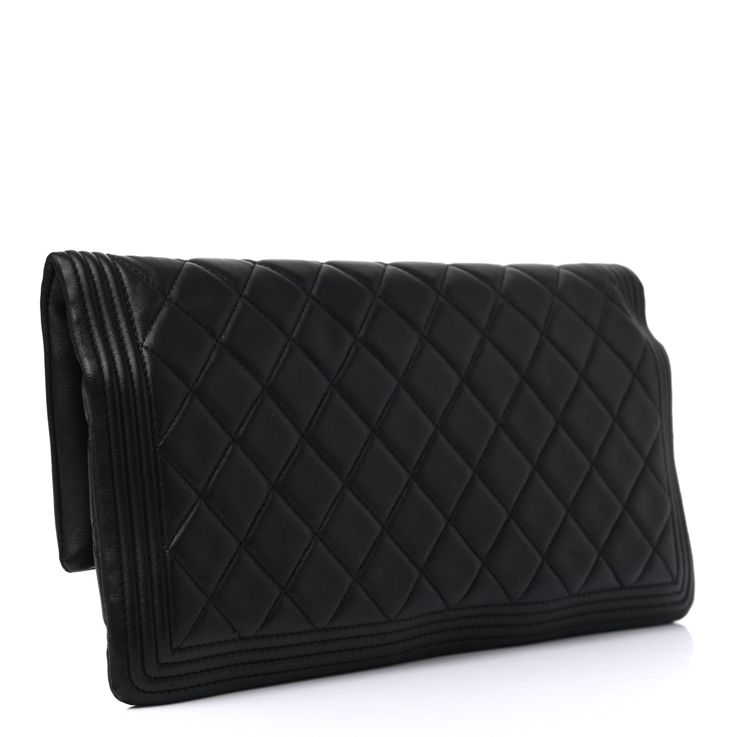 Lambskin Quilted Beauty CC Boy Clutch Black
