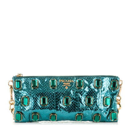 Prada Whipsnake Pietre Jeweled Evening Bag Turchese 1 of 8