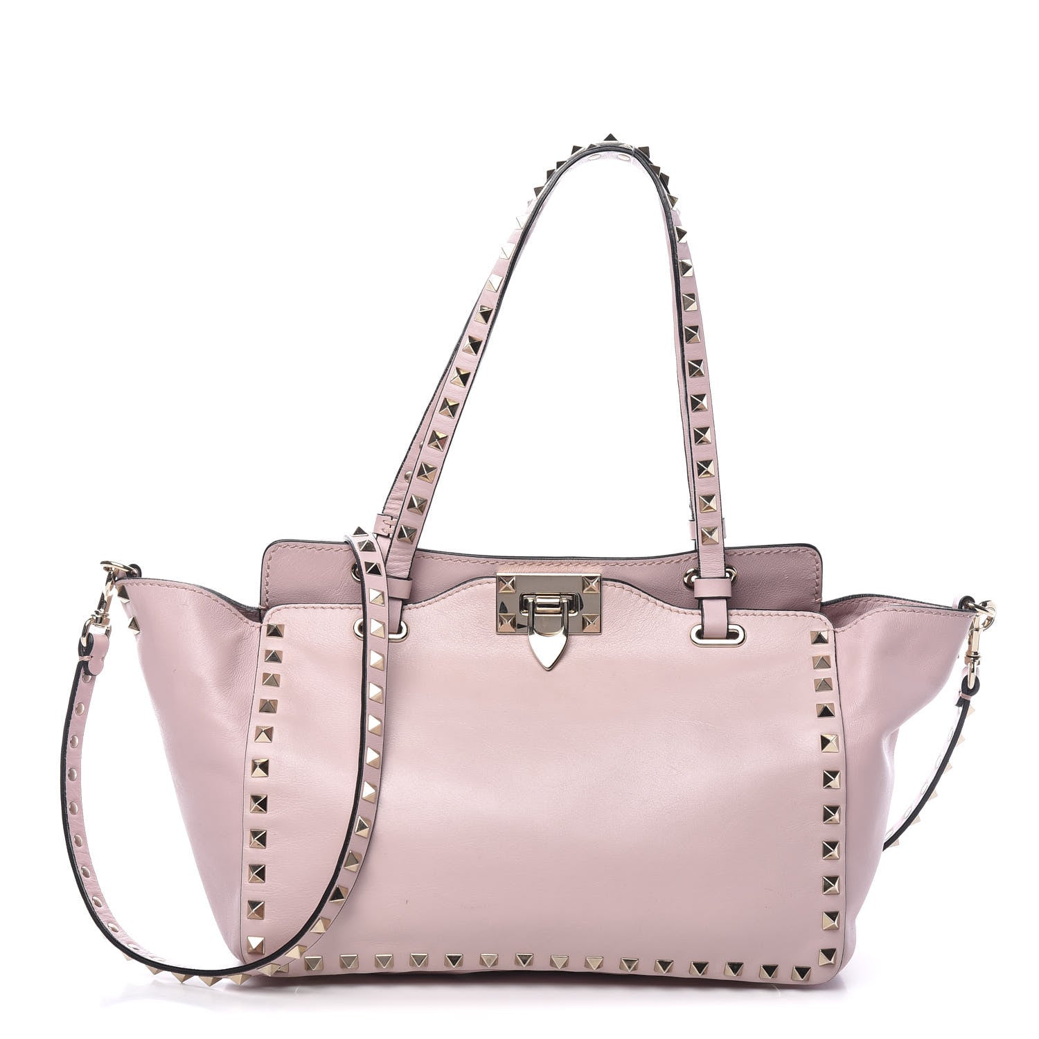 Valentino Garavani Vitello Small Rockstud Tote Water Rose 1 of 10