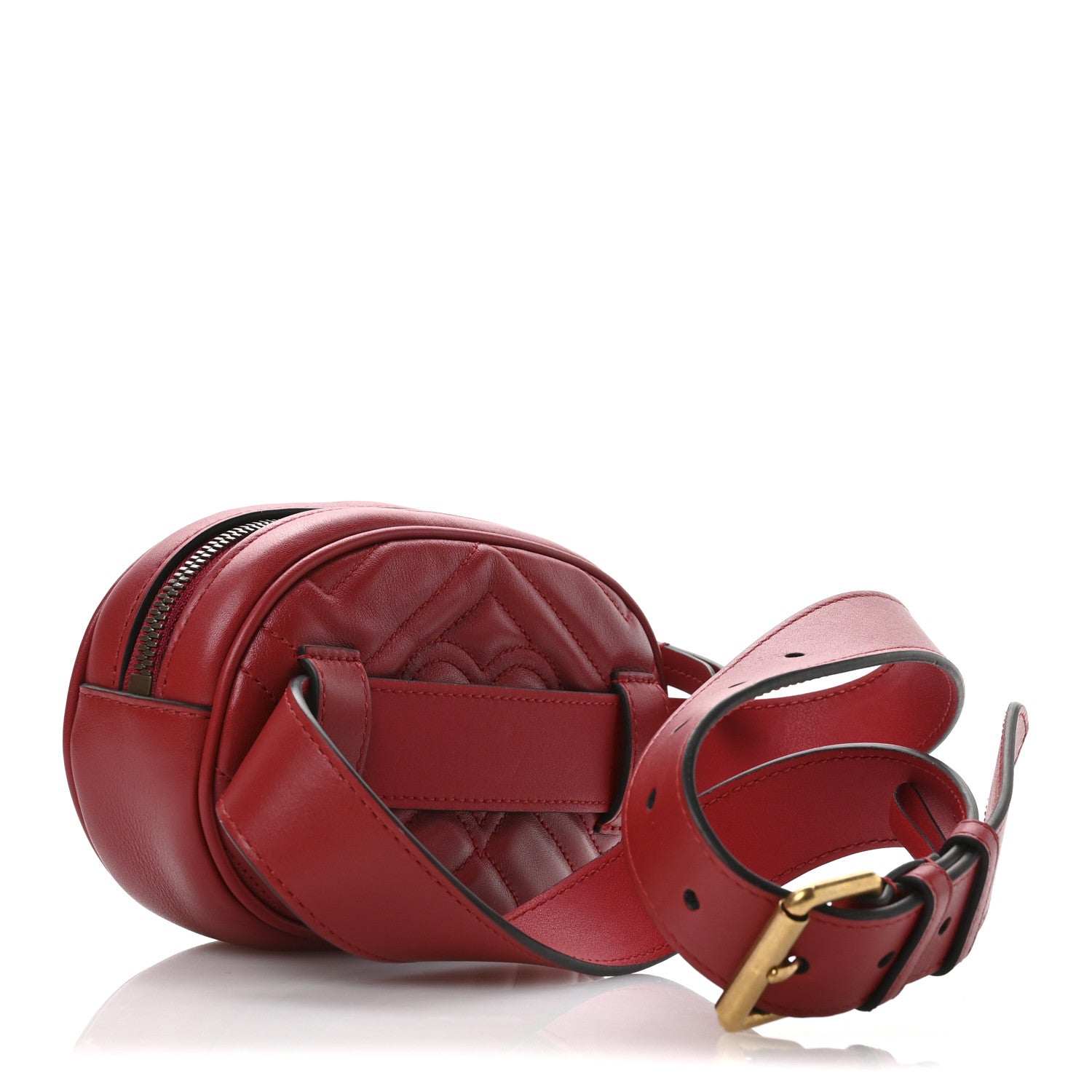 Gucci Calfskin Matelasse GG Marmont Belt Bag 85 34 Hibiscus Red 3 of 12