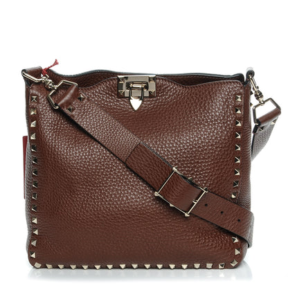 Valentino Garavani Pebbled Calfskin Small Rockstud Flip-Lock Messenger Bag Light Brown 1 of 7