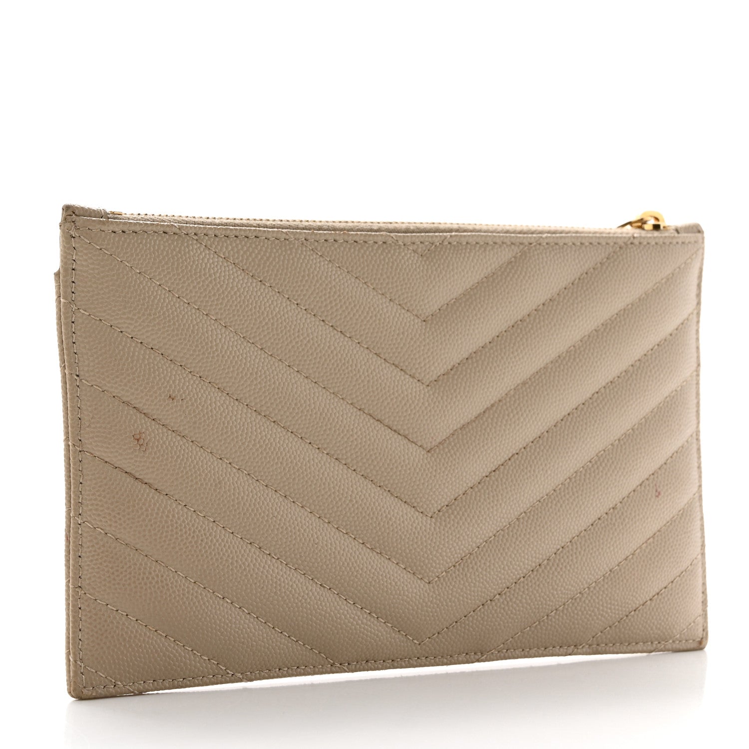Saint Laurent Grain De Poudre Chevron Monogram Bill Pouch Sea Salt 3 of 13