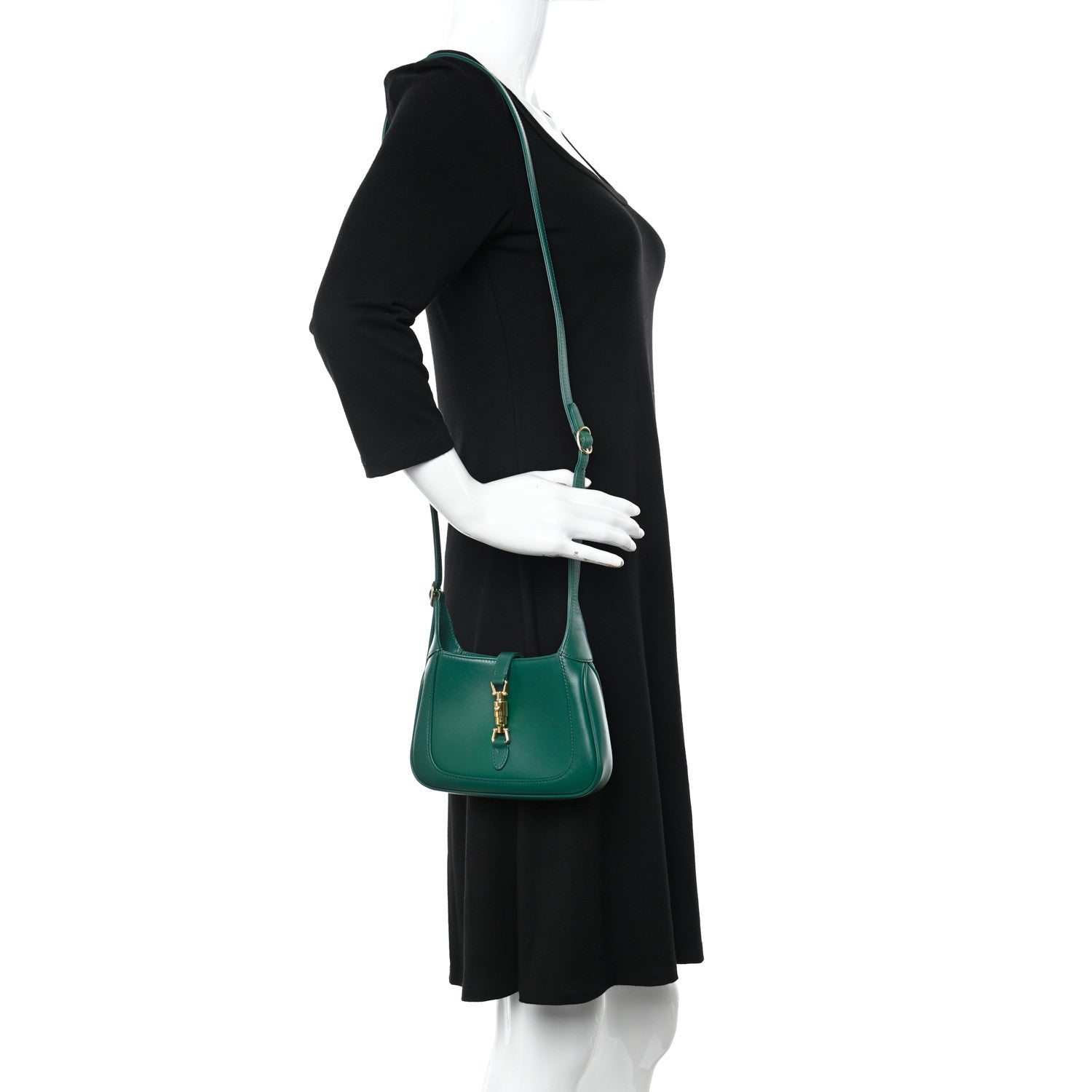 Gucci Boarded Dyana Lux Calfskin Mini Jackie 1961 Hobo Emerald 2 of 9