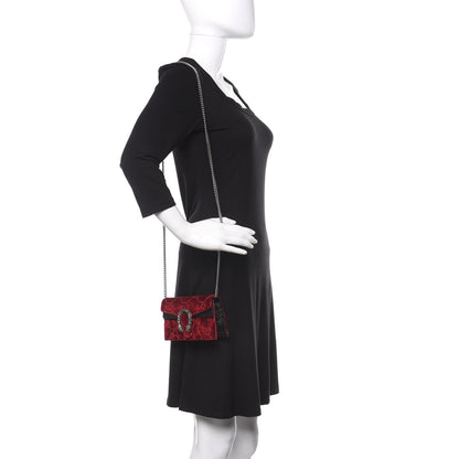 Gucci Velvet GG Monogram Super Mini Dionysus Shoulder Bag Red Cipria Black 2 of 10