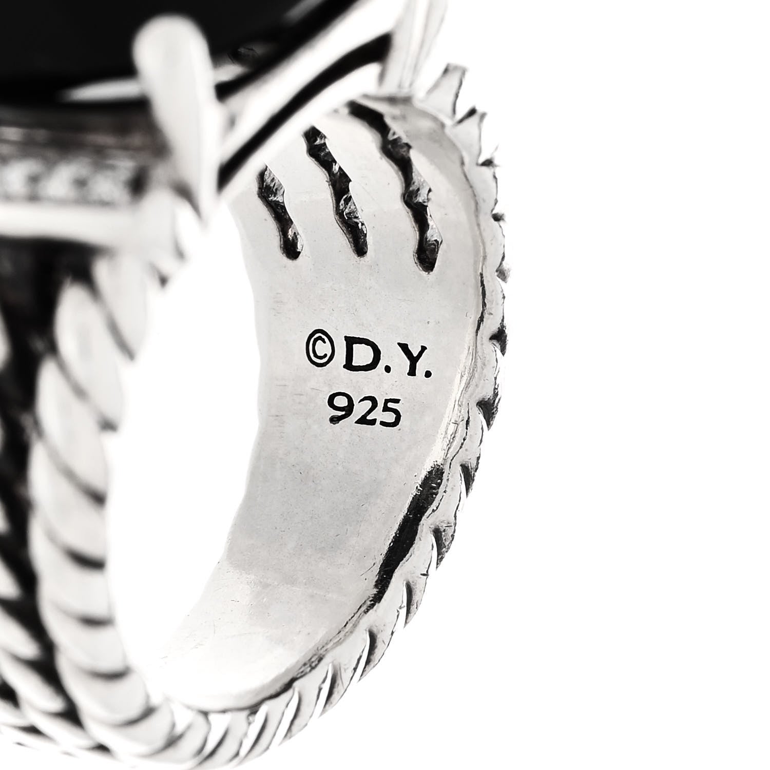 David Yurman Sterling Silver Diamond Black Onyx 16mm Wheaton Ring 51 5.75 5 of 5