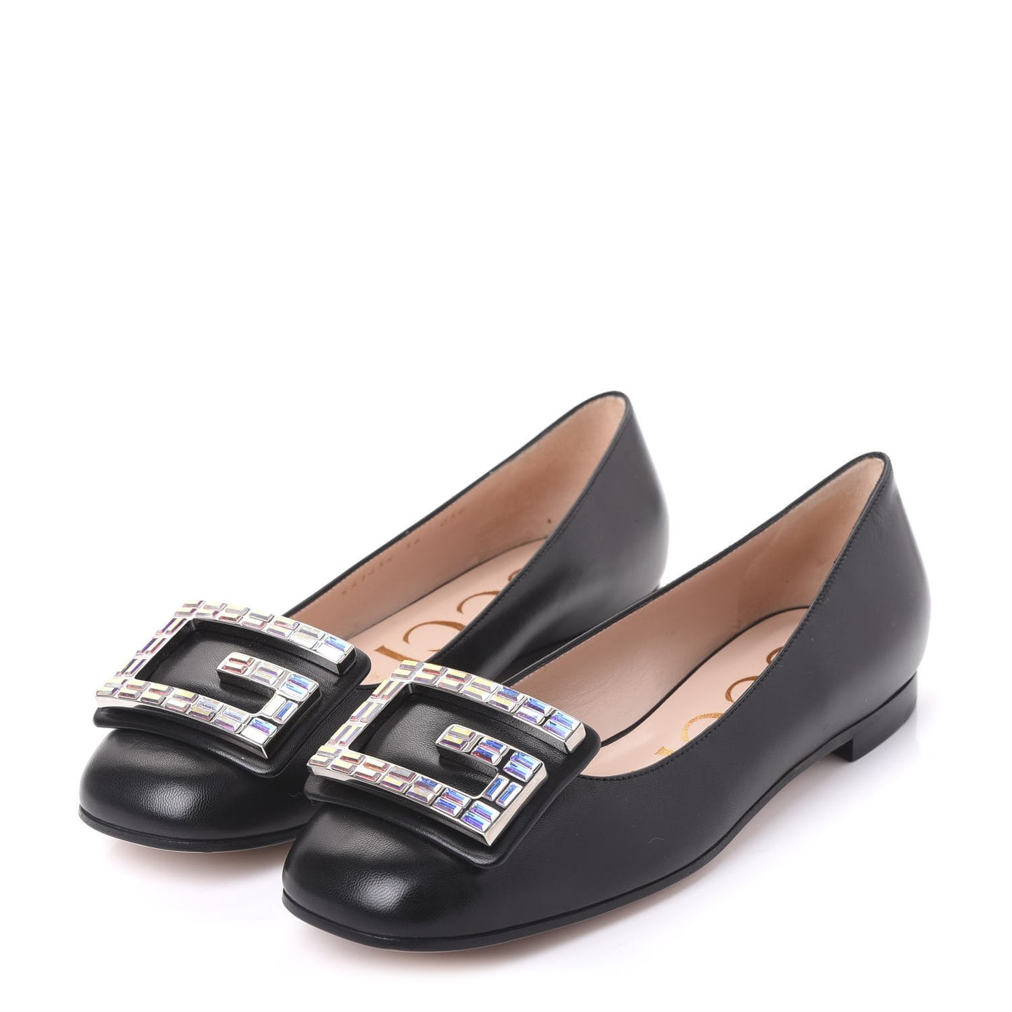 Malaga Kid Crystal Square G Madelyn Ballet Flats 36 Black