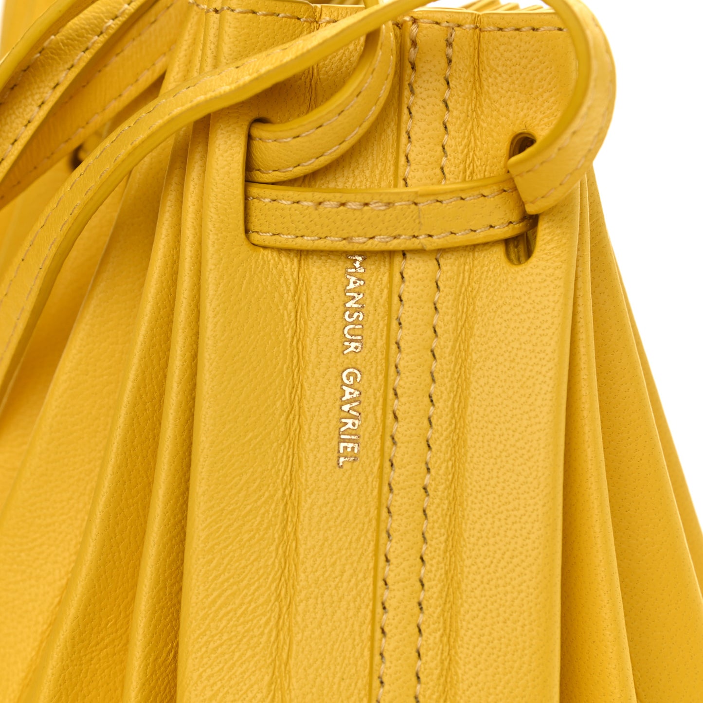 Vegetable Tanned Calfskin Pleated Bucket Bag Sun Yellow