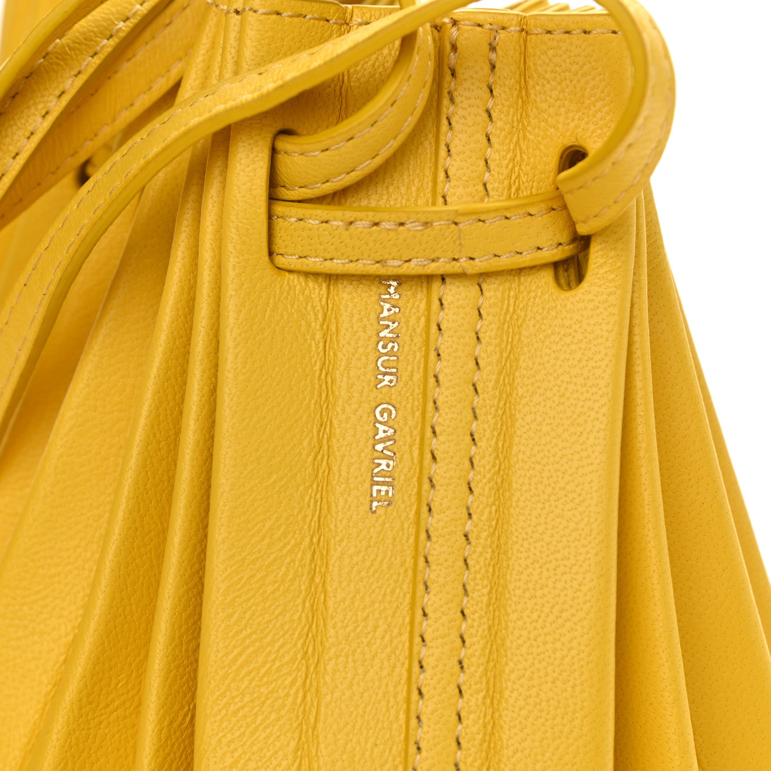 Mansur Gavriel Vegetable Tanned Calfskin Pleated Bucket Bag Sun Yellow 6 of 10