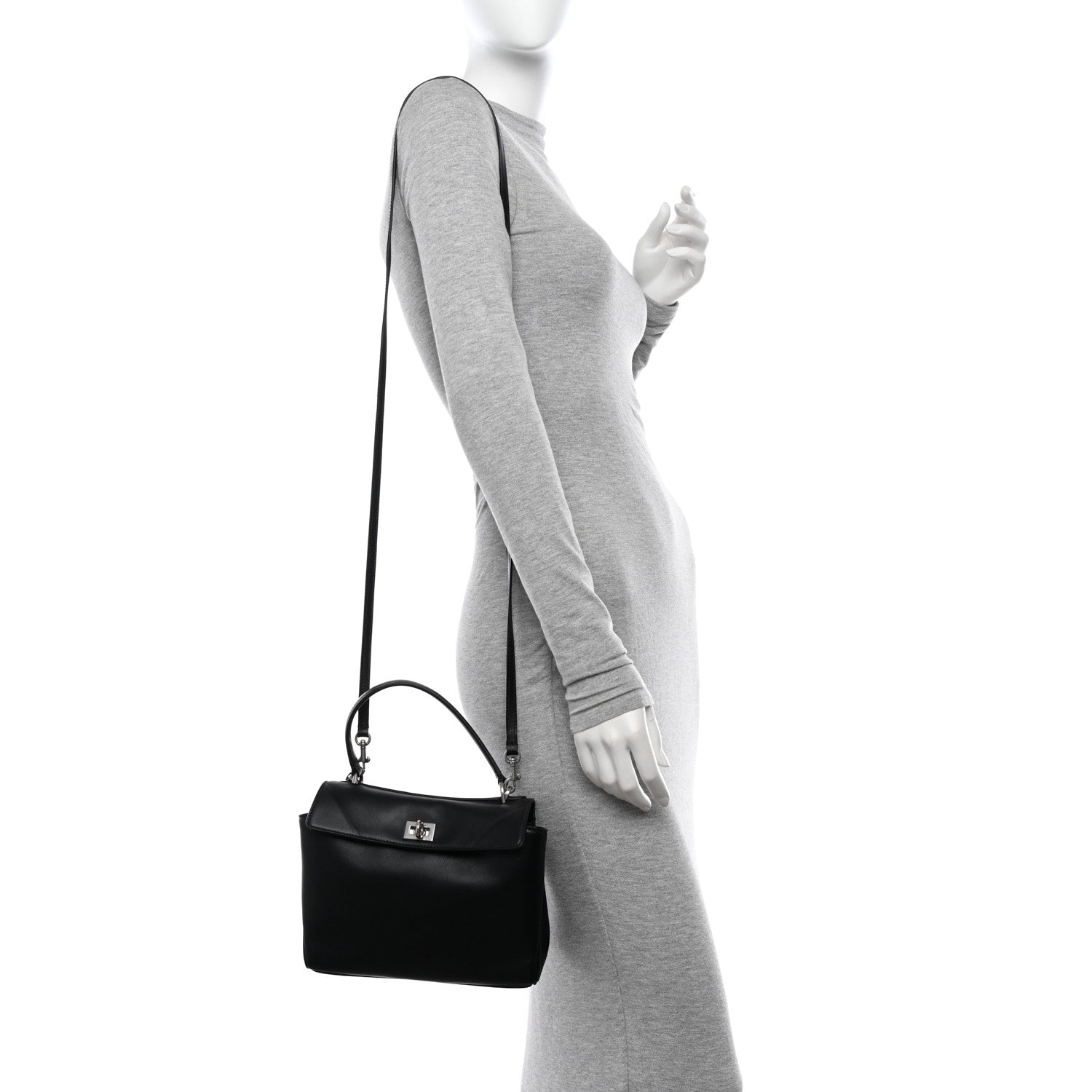 Balenciaga Natural Smooth Calfskin Mini Rodeo Top Handle Handbag Black 2 of 10