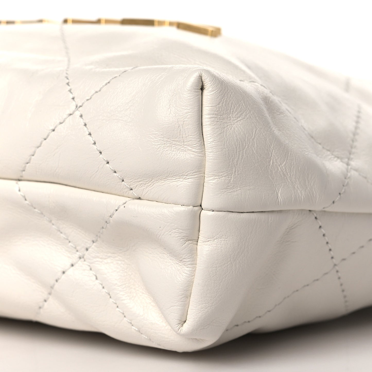 Shiny Calfskin Quilted Mini Chanel 22 White