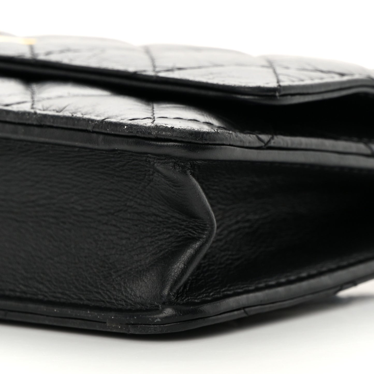 Aged Calfskin Quilted Reissue Wallet On Chain WOC Black