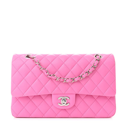 Chanel Lambskin Quilted Rainbow CC Medium Double Flap Neon Green Neon Pink 1 of 10