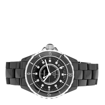 Chanel Stainless Steel Ceramic Diamond 38mm J12 Automatic Watch Black 2 of 4