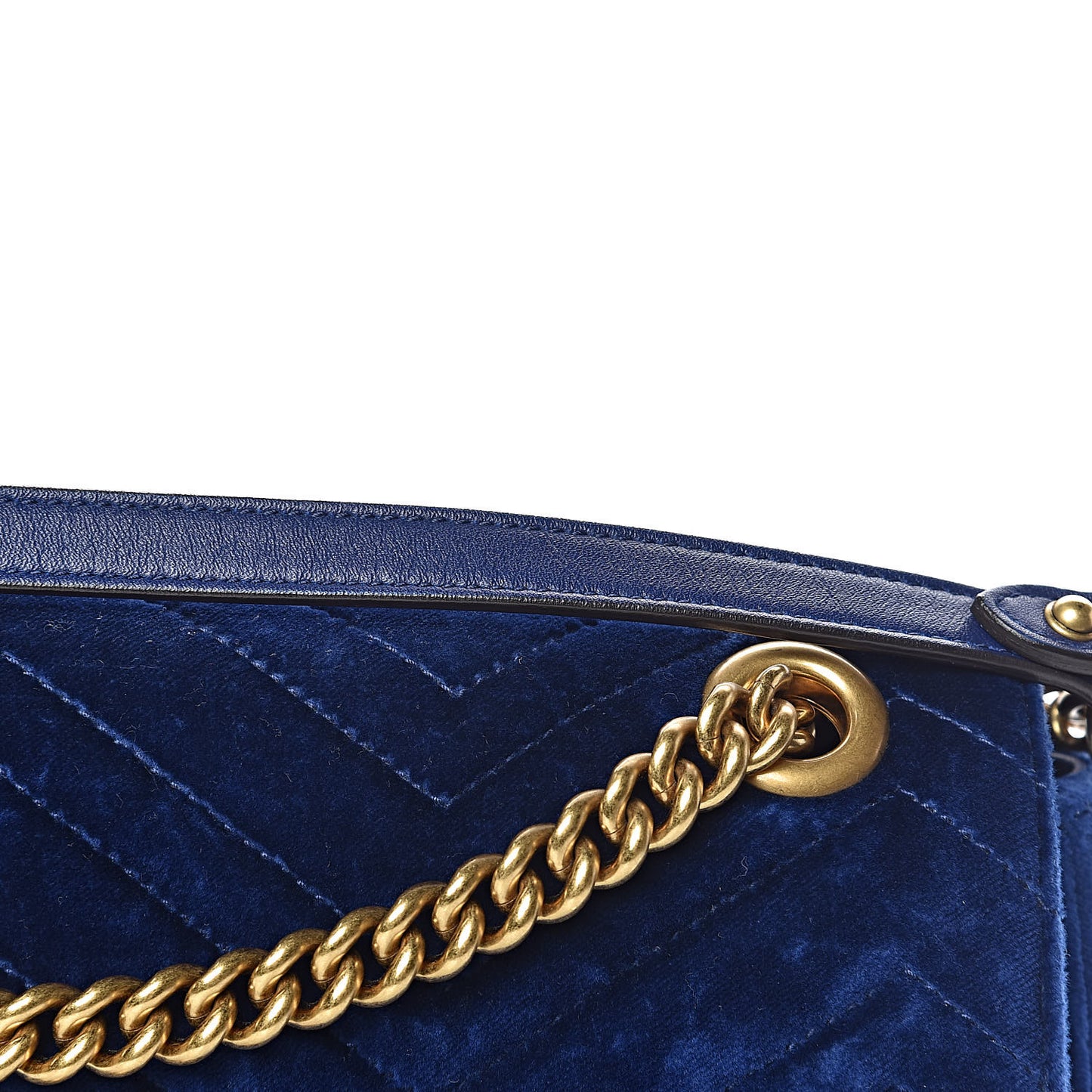 Velvet Matelasse Medium GG Marmont Shoulder Bag Cobalt Blue