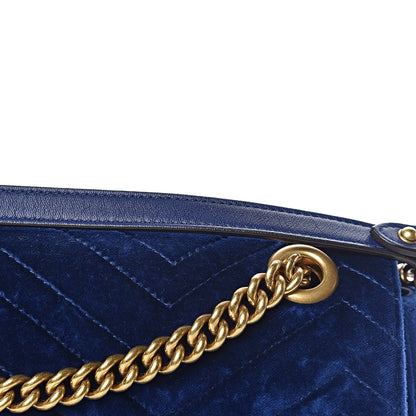Gucci Velvet Matelasse Medium GG Marmont Shoulder Bag Cobalt Blue 12 of 13