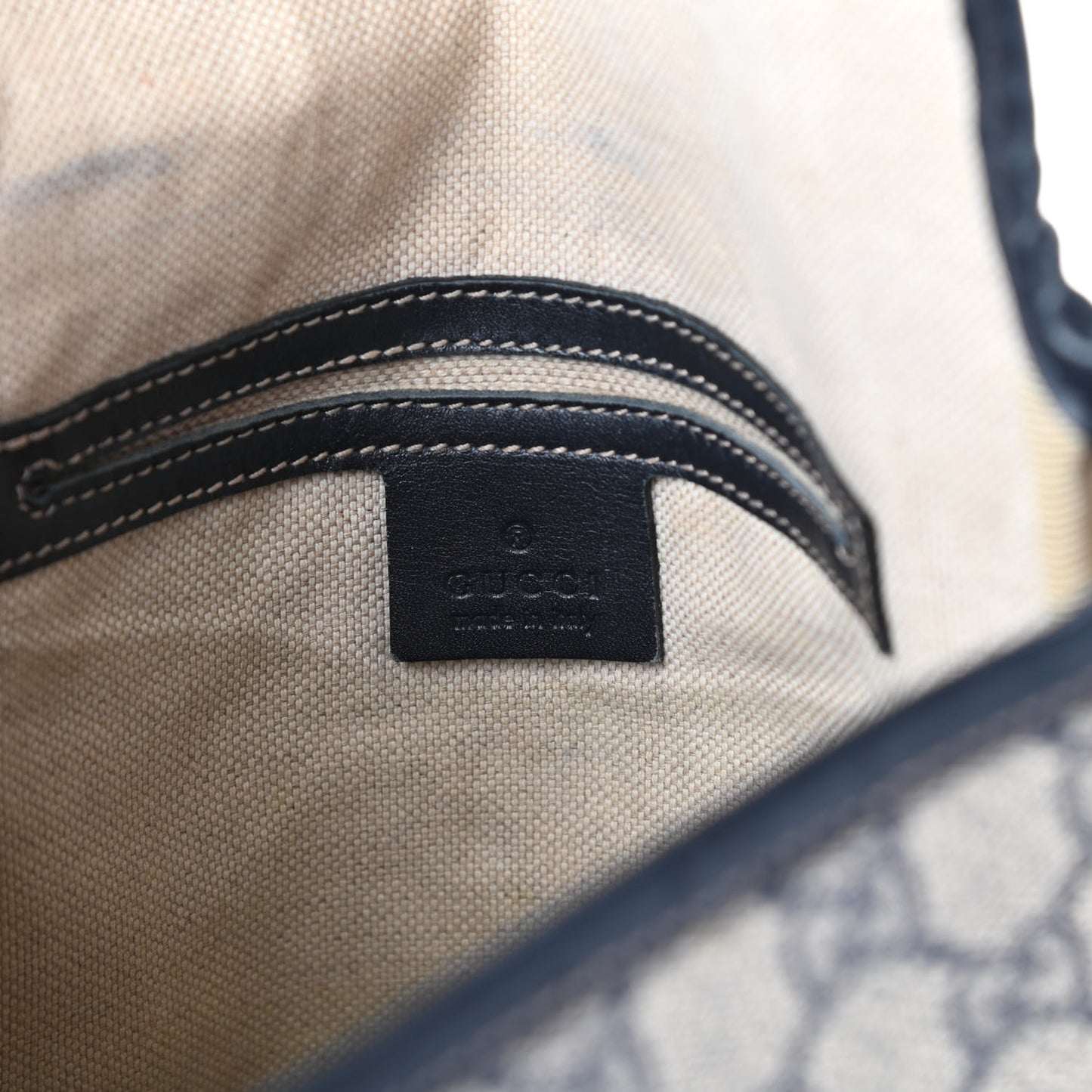 GG Plus Monogram Sellieria Calfskin Small Flap Messenger Bag Beige Blue