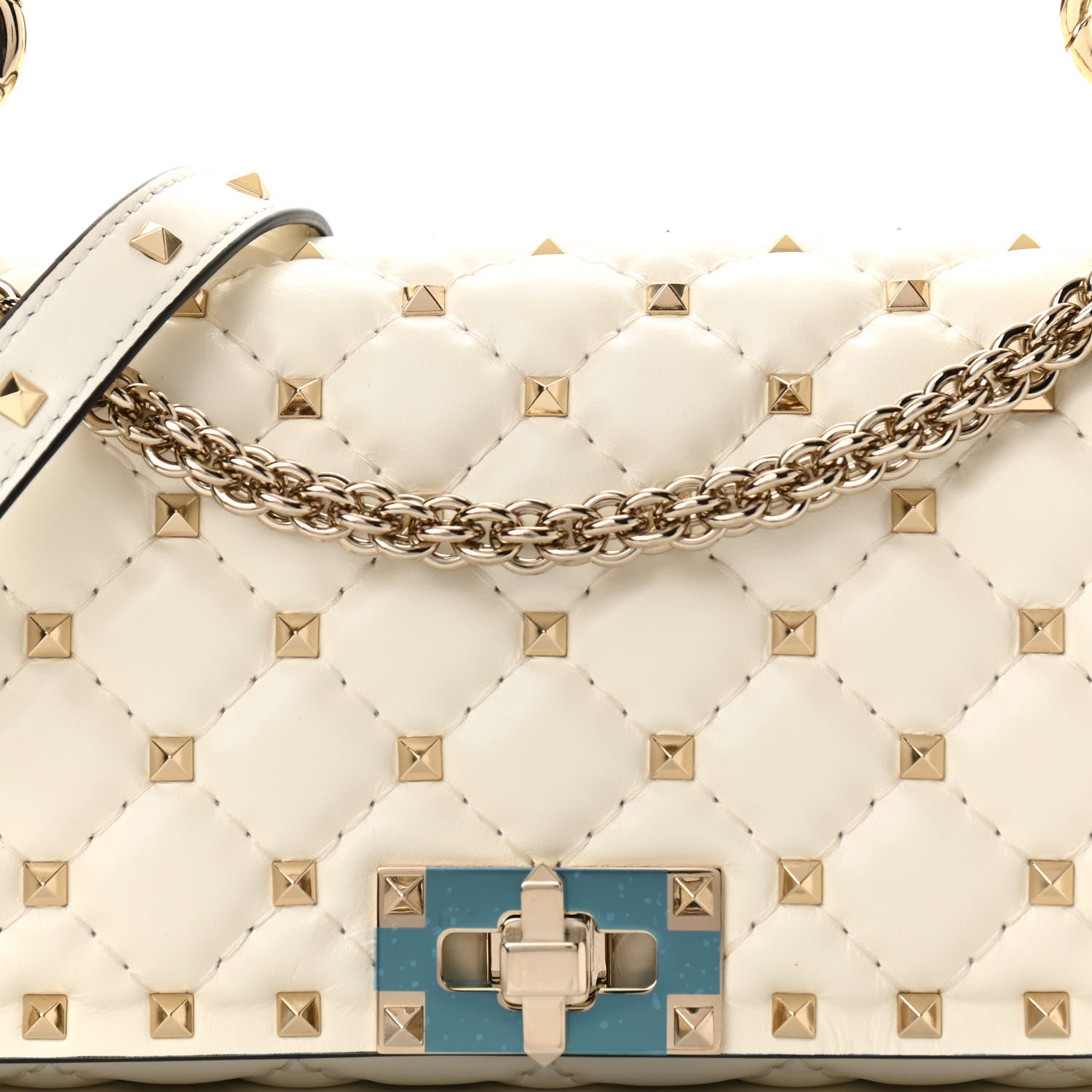 Valentino Garavani Calfskin Rockstud Spike Convertible Shoulder Bag Ivory 7 of 11