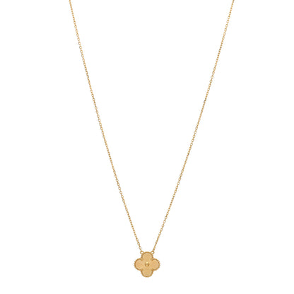 Van Cleef & Arpels 18K Yellow Gold Guilloche Vintage Alhambra Pendant Necklace 1 of 3