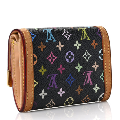 Louis Vuitton Monogram Multicolor Porte-Monnaie Plat Coin Purse Black 3 of 7