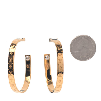 Louis Vuitton Nanogram Hoop Earrings Gold 2 of 4