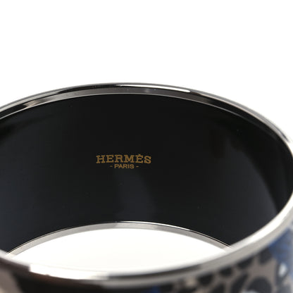 Hermes Enamel Printed Jaguar Quetzal Extra Wide Bracelet 65 Mediterannee 4 of 6
