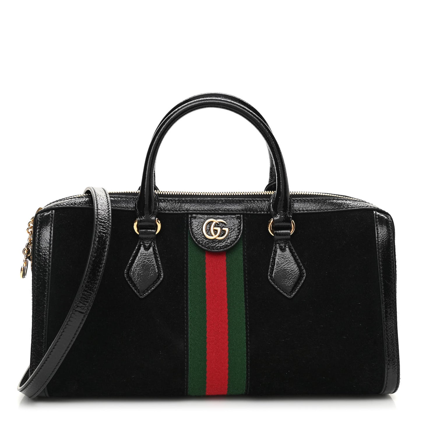 Suede Patent GG Web Medium Ophidia Boston Black