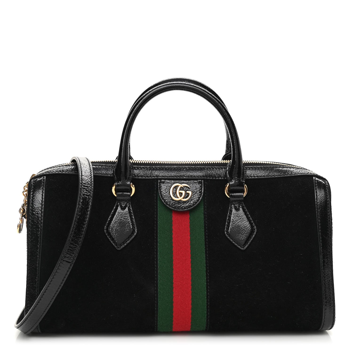 Gucci Suede Patent GG Web Medium Ophidia Boston Black 1 of 10