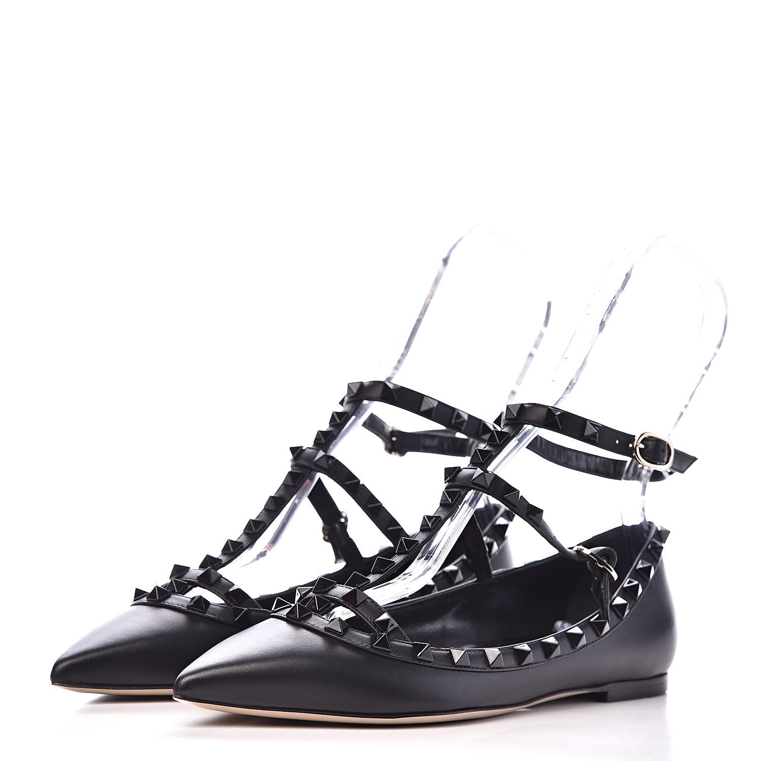 Valentino Garavani Nappa Rockstud Cage Ballerina Flats 38 Black 3 of 10