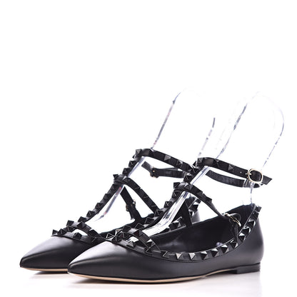 Valentino Garavani Nappa Rockstud Cage Ballerina Flats 38 Black 3 of 10