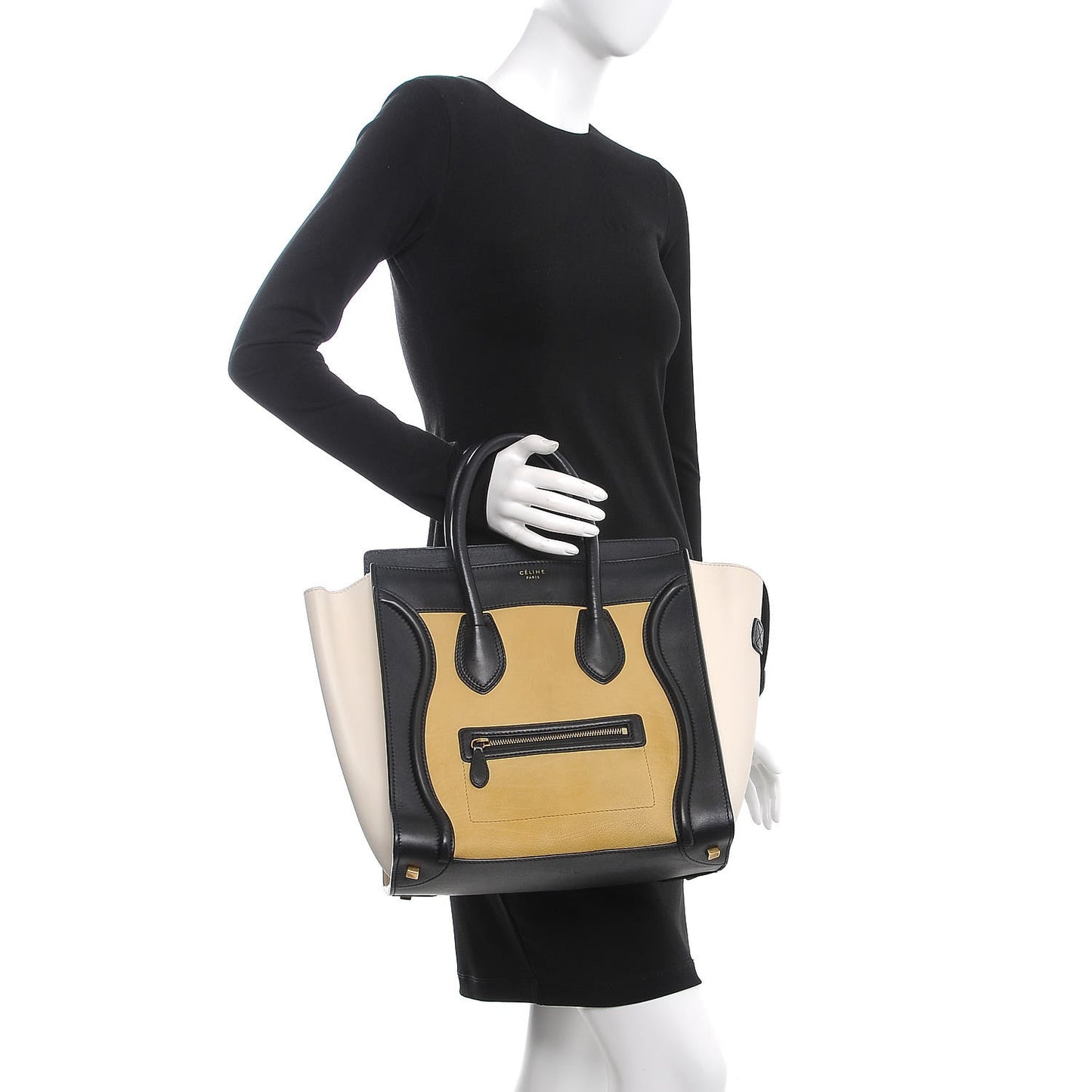 Velluto Calfskin Mini Tri-Color Luggage Vanilla