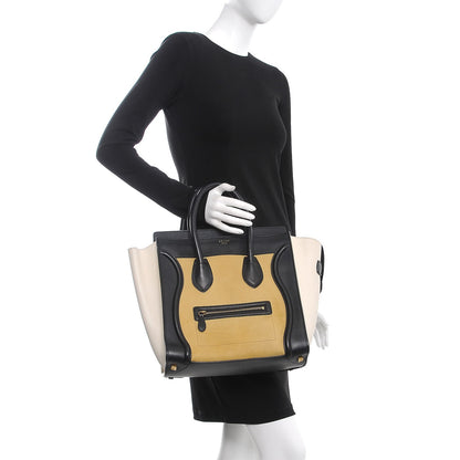 Celine Velluto Calfskin Mini Tri-Color Luggage Vanilla 2 of 7