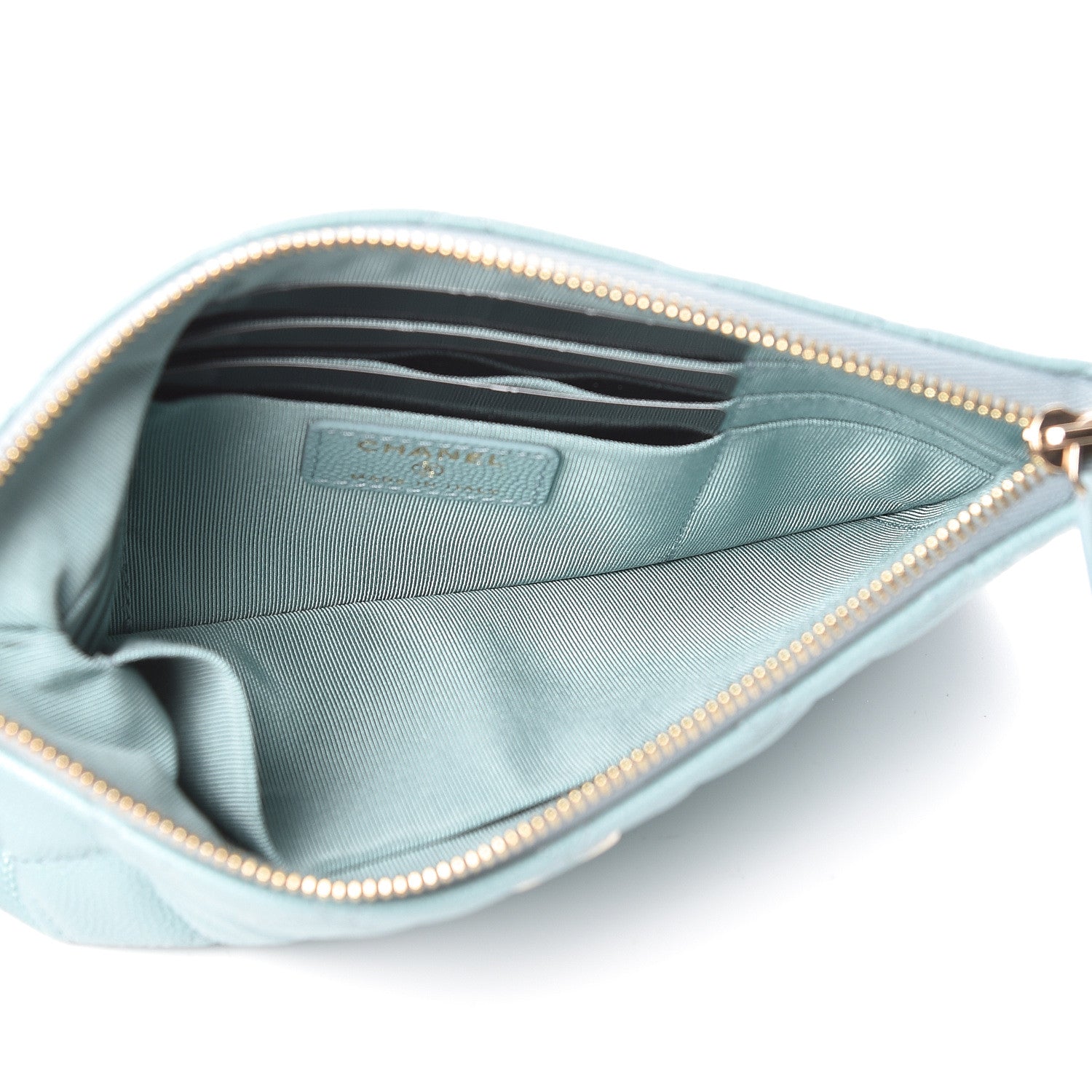 Chanel Iridescent Caviar Quilted Cosmetic Case Light Blue 5 of 8