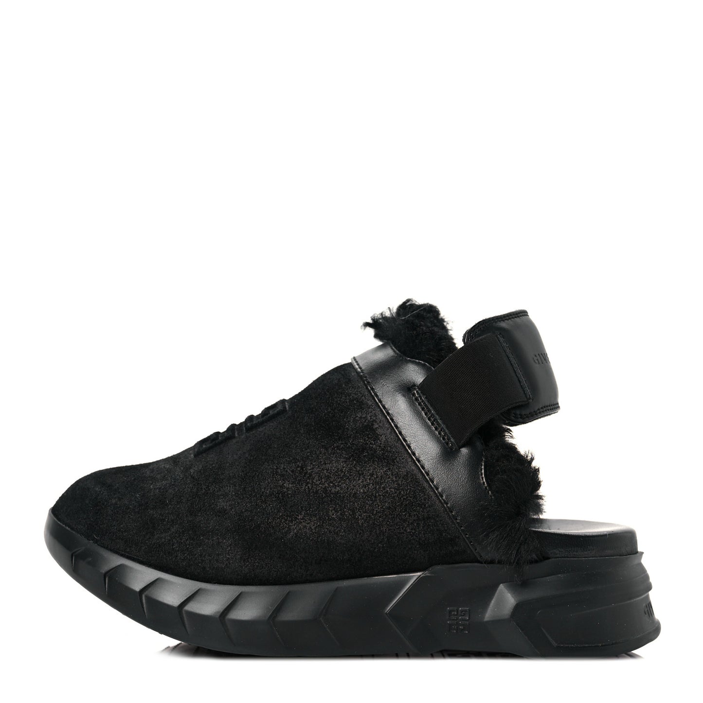 Suede Calfskin Lambskin Shearling Elegant Marshmallow Loafers 35 Black