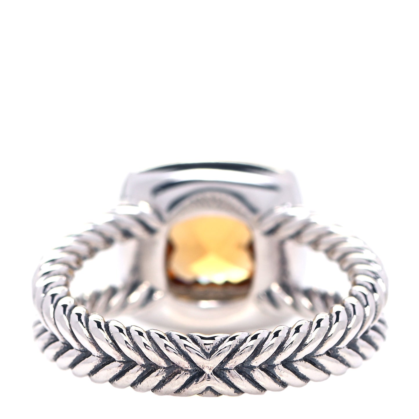 Sterling Silver Diamond Citrine 7mm Petite Albion Ring 52 6