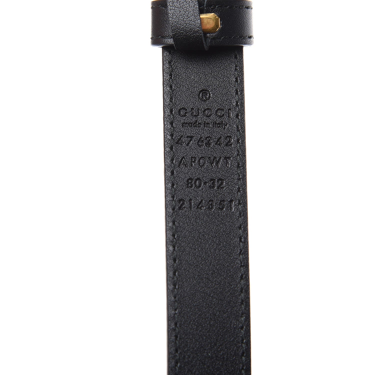 Gucci Moon Calfskin Pearl Double G 20mm Belt 80 32 Black Cream 6 of 6