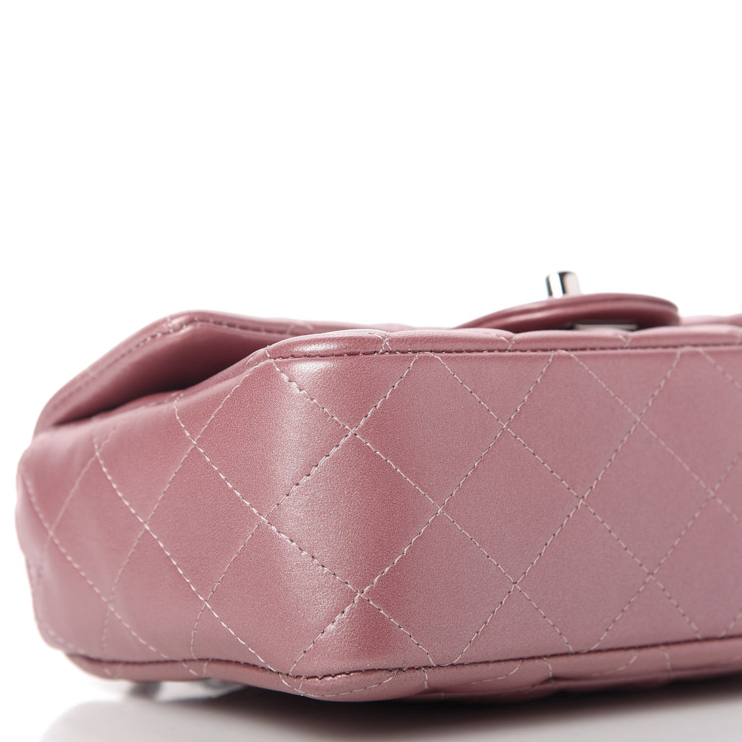 Metallic Lambskin Quilted Mini Rectangular Flap Pink