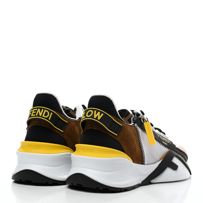Fendi Nylon Suede Transparent Womens Fendi Flow Low Top Sneakers 35 Black Limone Tobacco 4 of 8