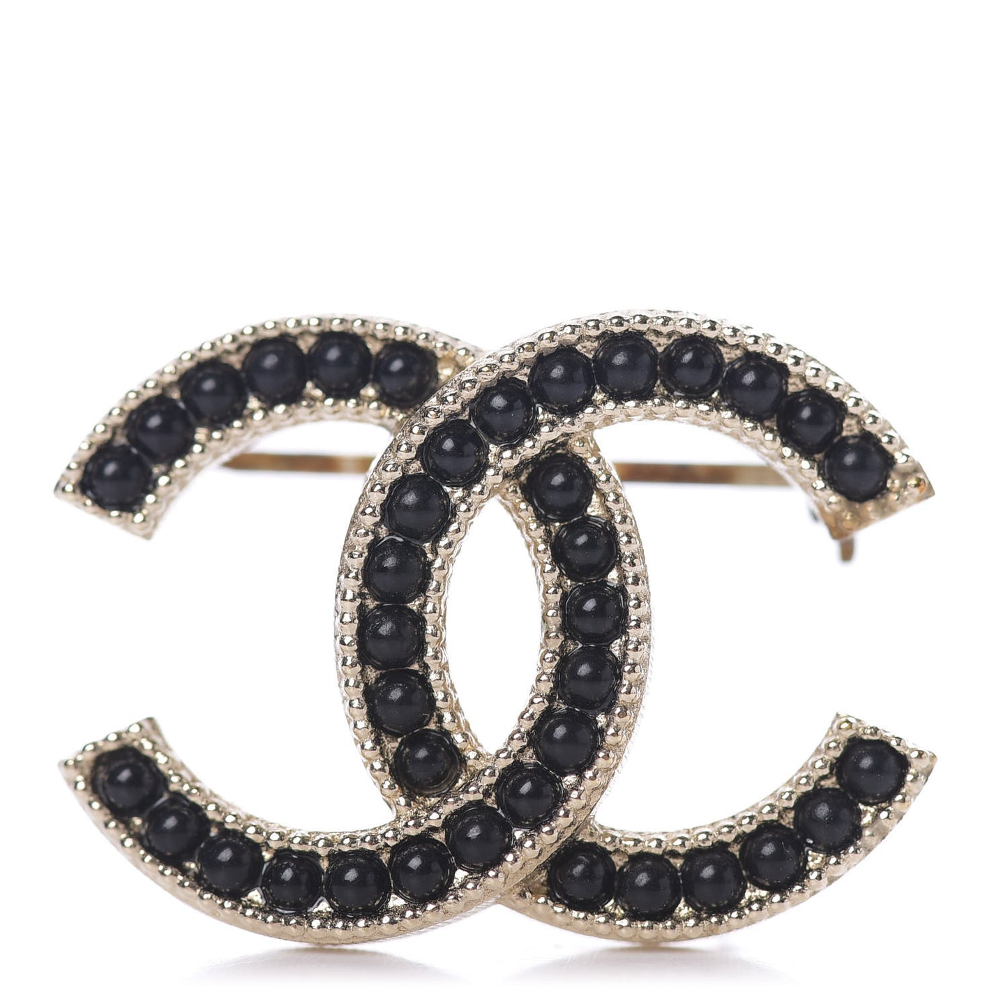 Bead CC Brooch Black Light Gold