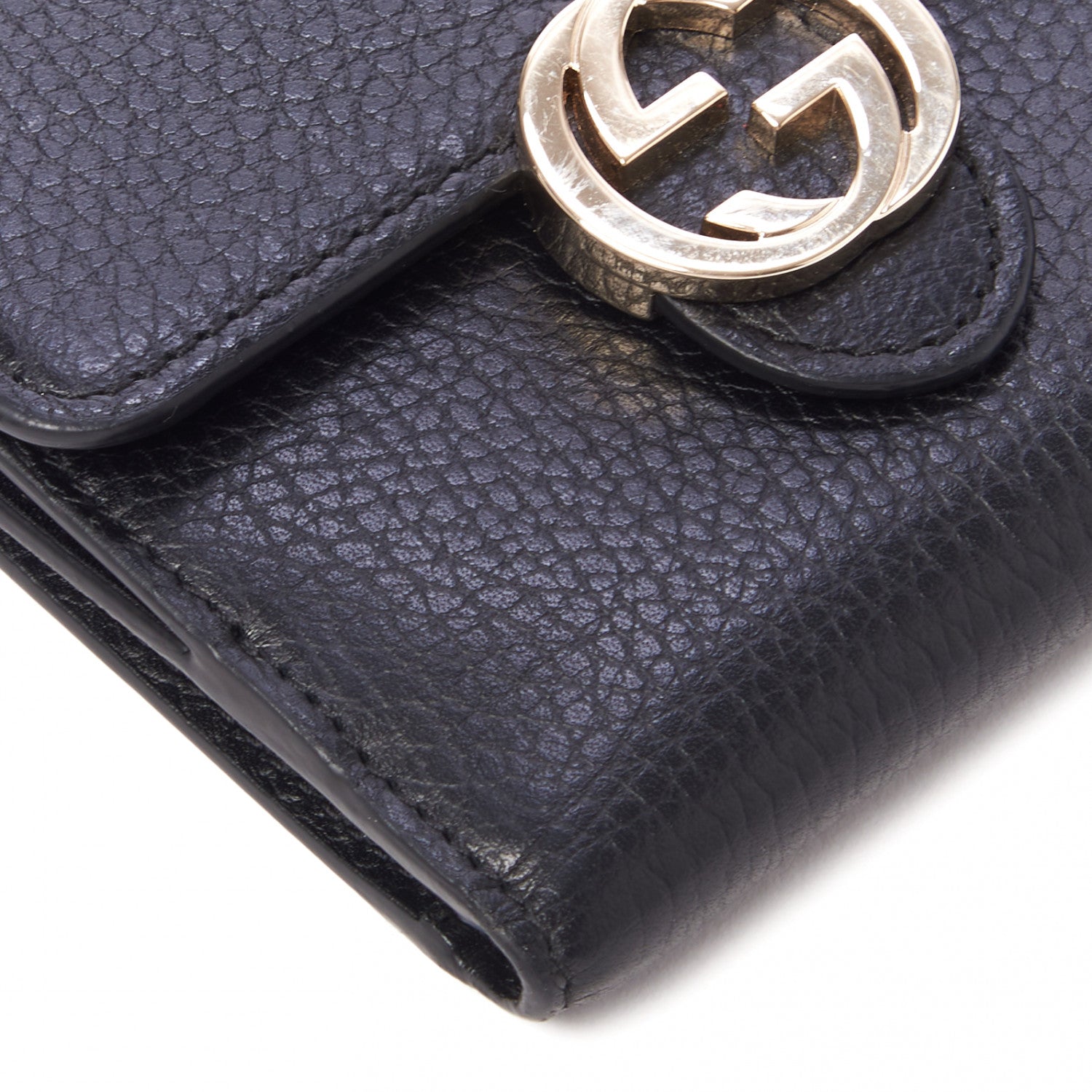Gucci Dollar Calfskin Interlocking G French Wallet Black 5 of 7