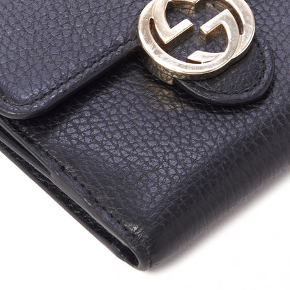 Gucci Dollar Calfskin Interlocking G French Wallet Black 5 of 7