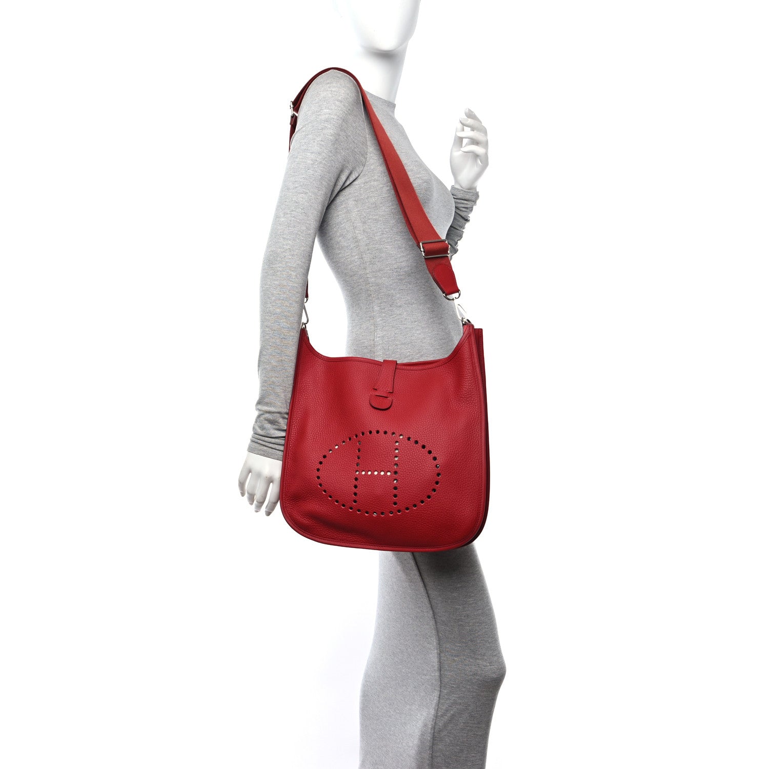 Hermes Taurillon Clemence Evelyne III GM Rouge Garance 2 of 10