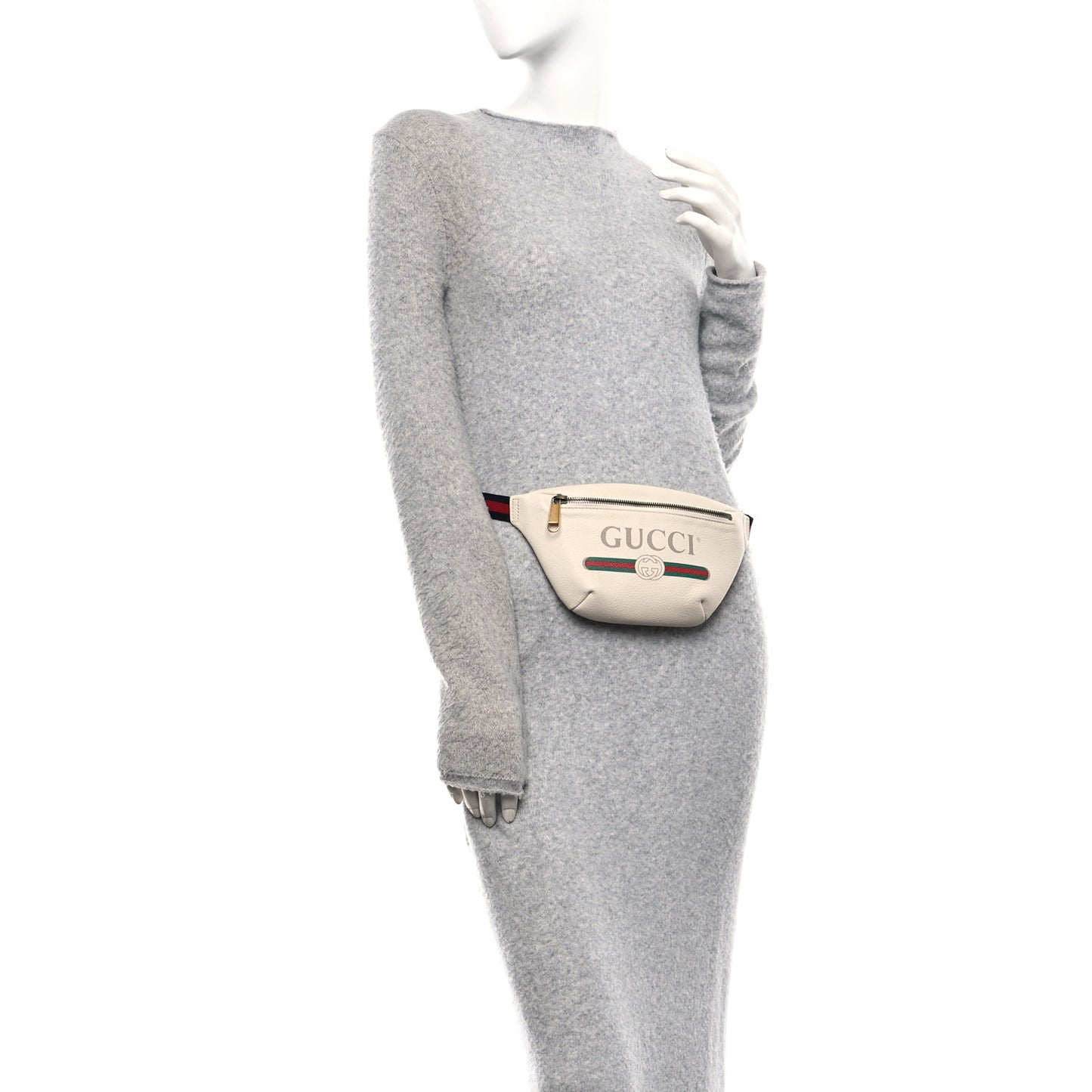 Grained Calfskin Small Logo Belt Bag White
