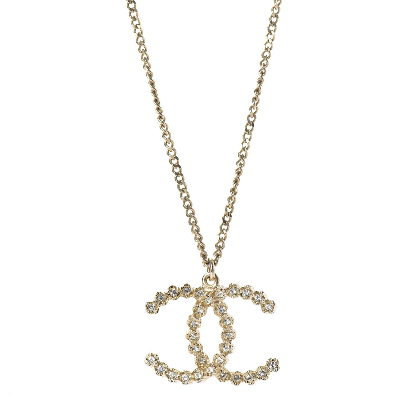 Crystal CC Pendant Necklace Gold