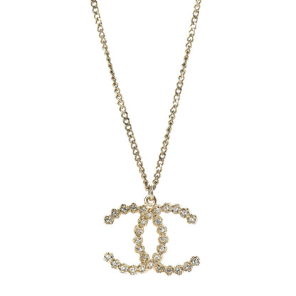 Chanel Crystal CC Pendant Necklace Gold 3 of 5