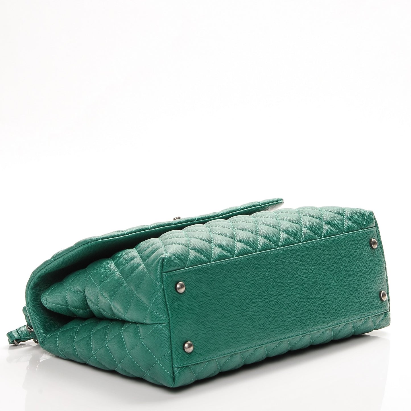 Caviar Quilted Medium Coco Handle Flap Green