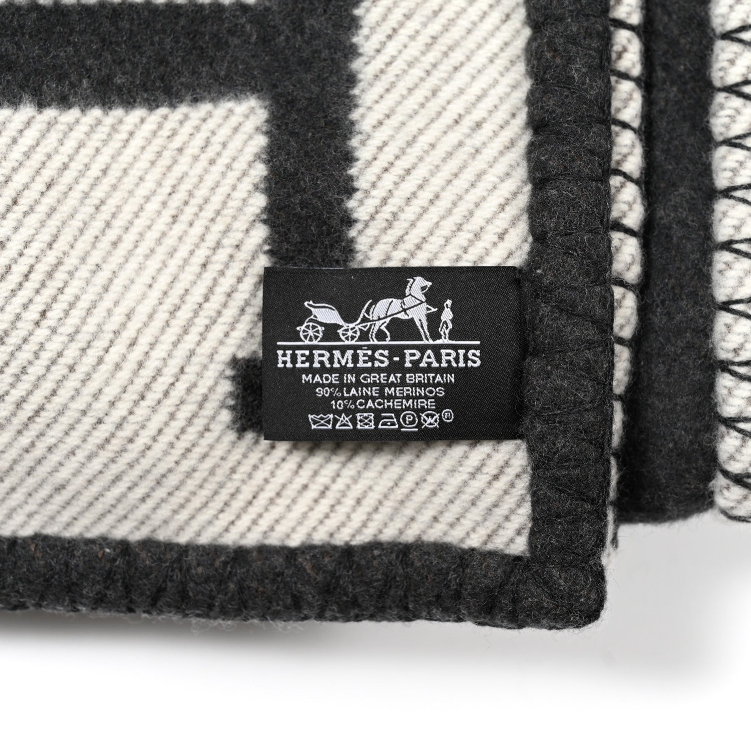 Hermes Wool Cashmere Avalon Blanket Ecru Gris Fonce 3 of 3