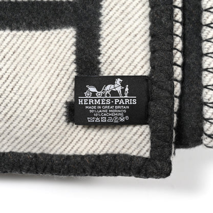 Hermes Wool Cashmere Avalon Blanket Ecru Gris Fonce 3 of 3