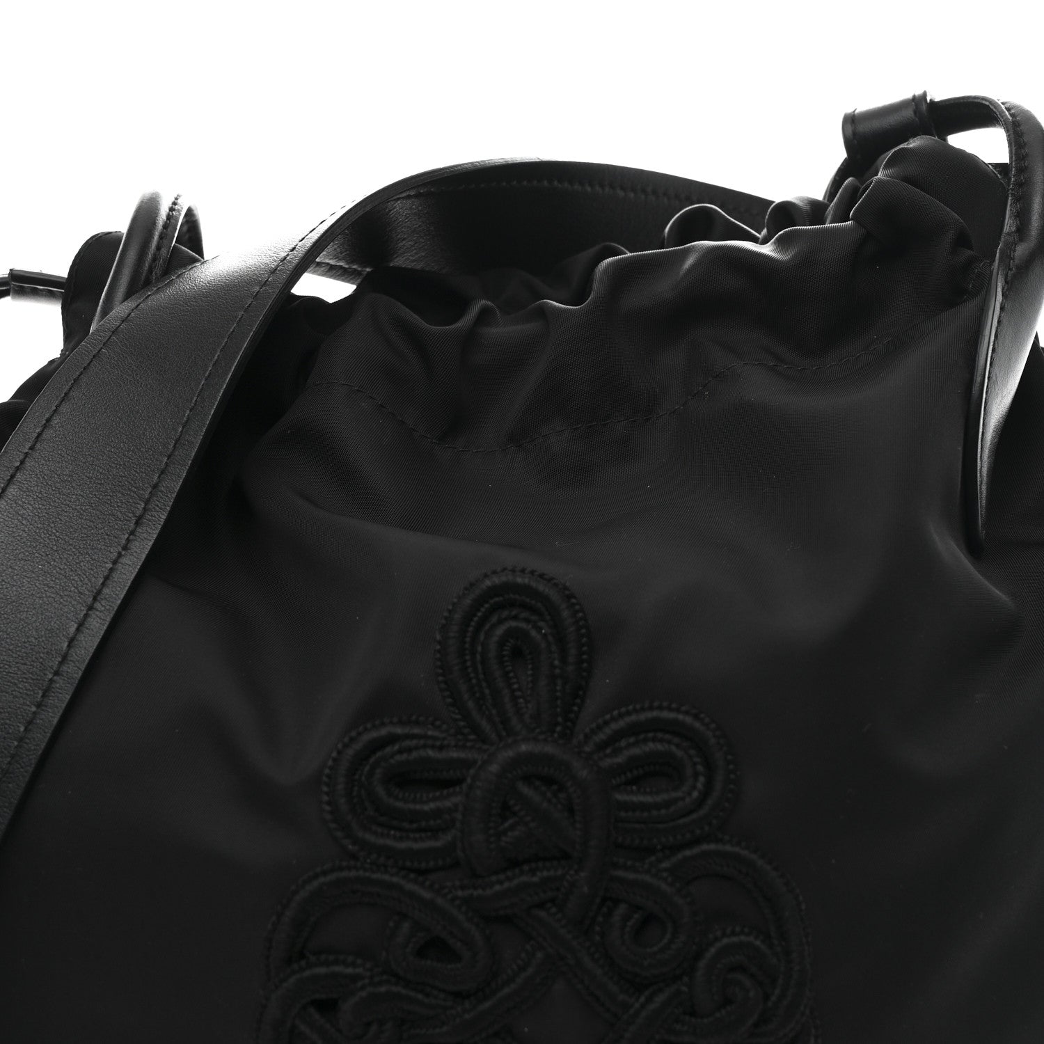 Prada Tessuto Nylon Passama Embroidered Bag Black 8 of 10