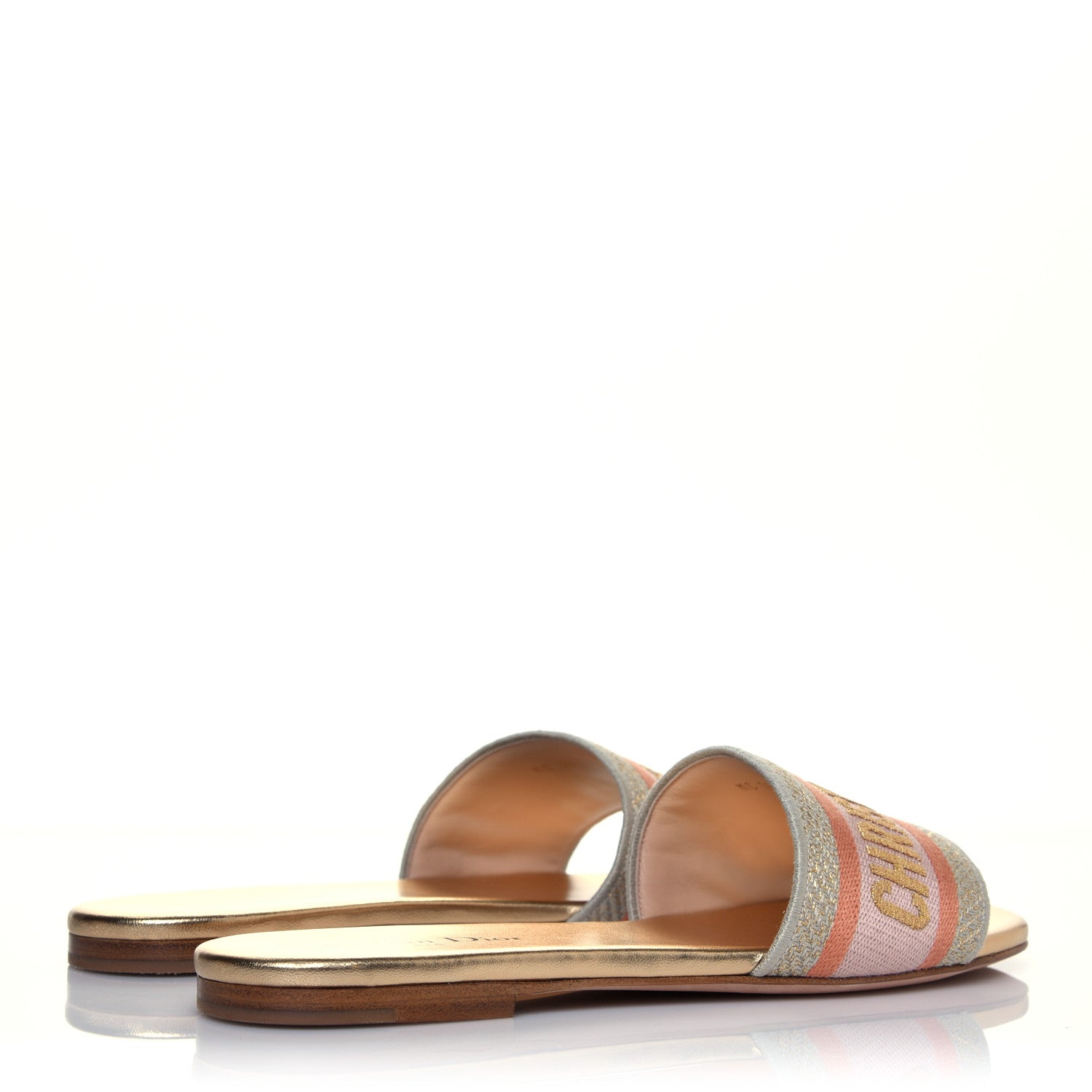 Christian Dior Canvas Lurex Embroidered Dway Flat Slide Sandals 38 Platinum 8 of 16
