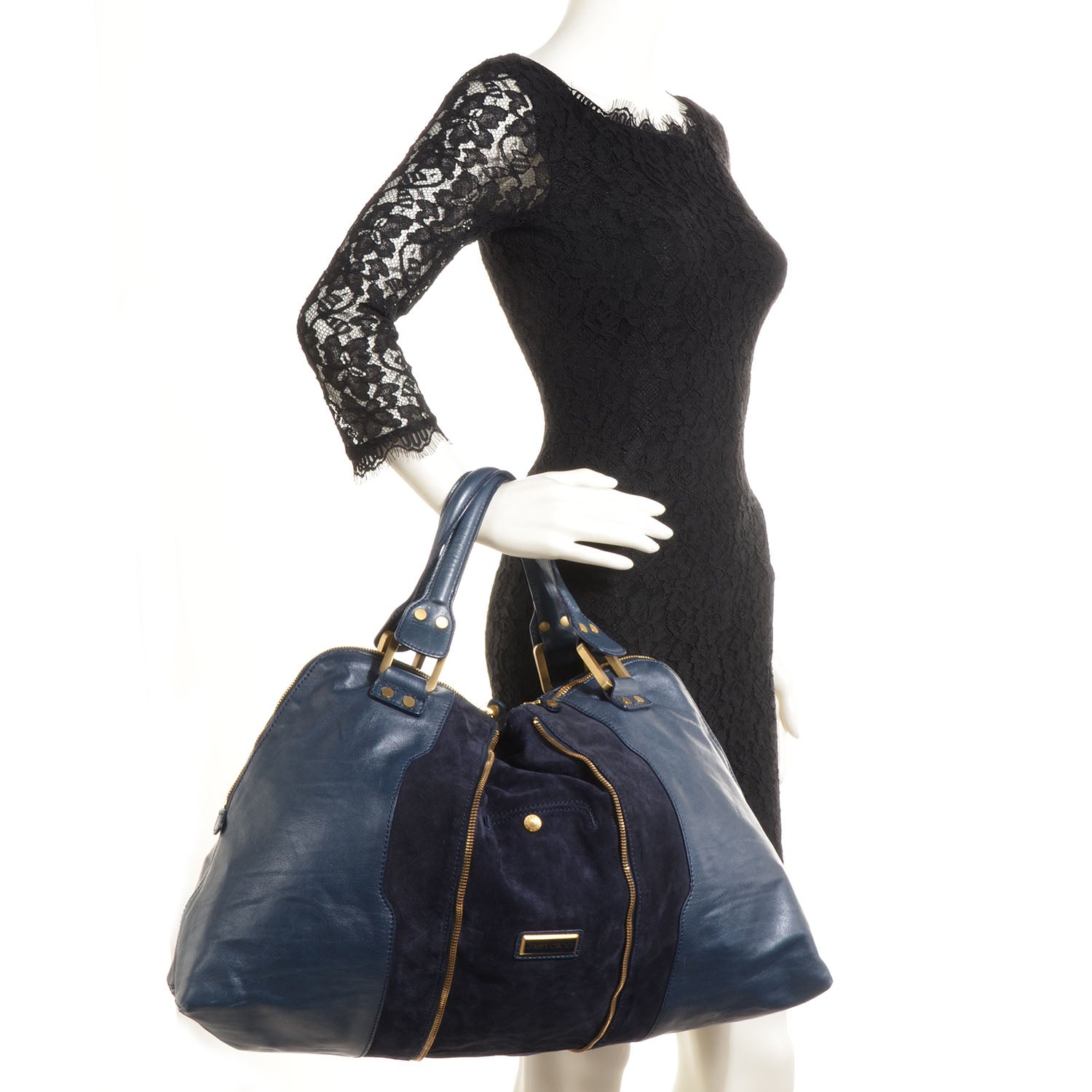 Jimmy Choo Leather Suede Malindi Navy 2 of 7